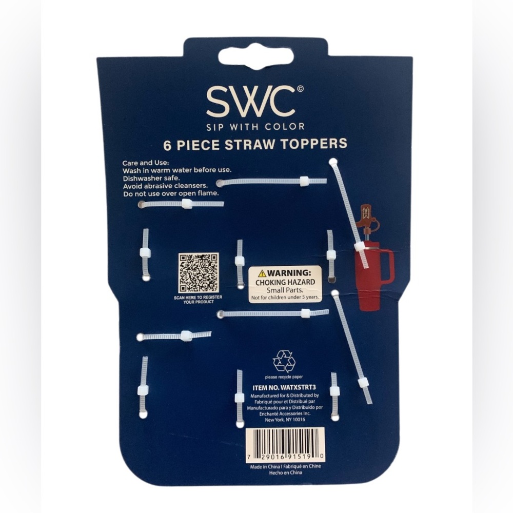 Straw Toppers Sip With Color (SWC) Texas Themed NWT - Picture 2 of 5